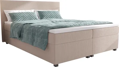 Obrázek produktu pro Manželská čalouněná postel 160x200 s úložným prostorem ASSAR - béžová