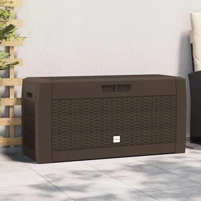 Produktbild von Gartentruhe braun aus Polypropylen 119 x 48 x 60 cm, 310 L, Kissenbox, Auflagenbox, Aufbewahrungsbox für Garten, Balkon und Terrasse, wetterfest mit Deckel