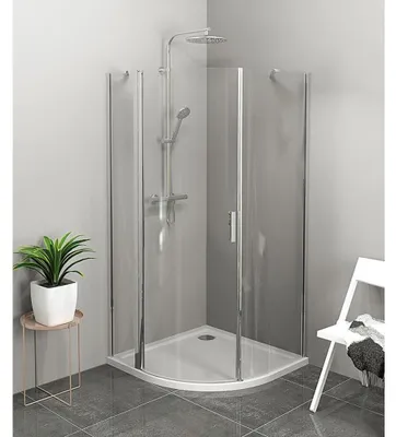Productafbeelding van Polysan ZOOM douchecabine, kwartcirkel, 900x900 mm, helder glas, links