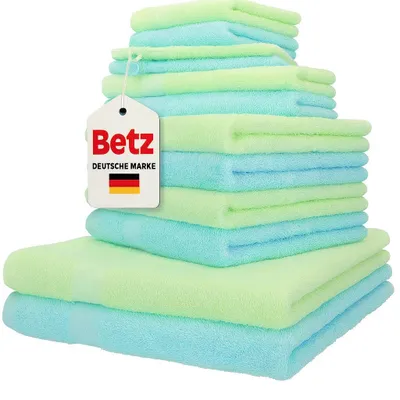 Produktbild von Betz 12er Handtuch-Set PALERMO 100% Baumwolle  Farbe: türkis und grün