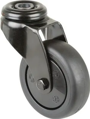 Produktbild von Lenkrolle Rad- 75 mm Tragfhigkeit 75 kg mit Rckenloch Kunststoff Kugellager Gummi schwarz