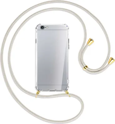 Produktbild von Handykette Backcover-Schutzhülle mit Band (Metall goldfarben) für Apple iPhone 6 / 6S - broken white