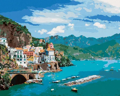 Produktbild von Zuty - Malen nach Zahlen - LANDSCHAFT AN DER AMALFIKÜSTE IN ITALIEN, 40x50 cm, mit Keilrahmen (bereits gespannt)