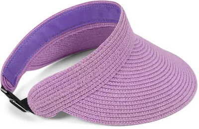 Produktbild von styleBREAKER Papierstroh Visor Cap einfarbig | Sonnenvisier mit elastischem Band und Hakenverschluss | Luftige Schildkappe als Sonnenhut für Damen