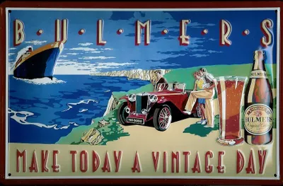 Produktbild von Blechschild Bulmers Cider Bier Vintage Day Oldtimer Auto Schiff Schild