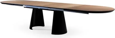 Image de Table de salle à manger Table de salle à manger ovale Table de cuisine à rallonges en bois marron