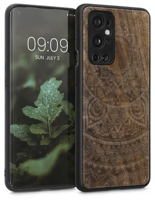Produktbild von kwmobile Handyhülle für OnePlus 9 Pro Hülle Holz - Case mit TPU Bumper - Stoßfestes Hardcase - Schutzhülle Cover in Dunkelbraun