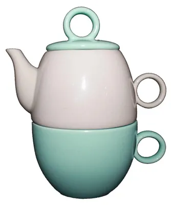Produktbild von 007, Tea for One Teekanne beige, Teetasse + Deckel mint