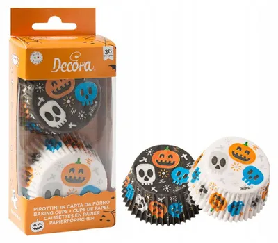 Obrázek produktu pro Decora Halloween Košíčky na muffiny Lebky 50x32mm 36ks