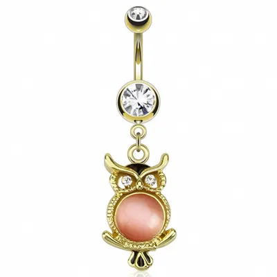 Produktbild von Taffstyle Bauchnabelpiercing Bauchnabelpiercing Gold plattiert Eule Perlmutt Perle Kristall Anhänger