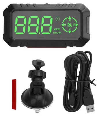 Zdjęcie produktu dla 3-calowy wyświetlacz GPS na deskę rozdzielczą samochodu z funkcją HUD, kompasem i przełącznikiem KM/h – MPH; alarm przekroczenia prędkości, zmęczenia i jazdy dla SUV-ów i ciężarówek