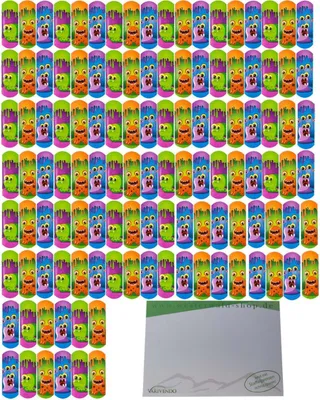 Produktbild von Bunte Kinderpflaster 120 Stück – „Kleine Monster“ Wundpflaster atmungsaktiv, wasserabweisend für Kinder