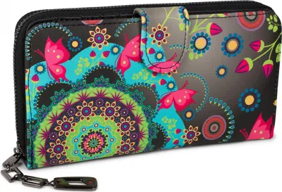 StyleBREAKER Damen Mini-Geldbörse – Mit Ananas-Print, Umlaufendem Reißverschluss, 10 X 10 X 2,5 Cm