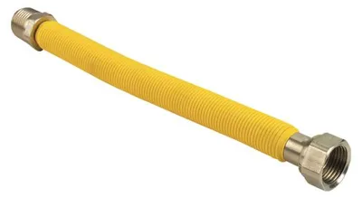 Zdjęcie produktu dla Elastyczny, rozciągliwy przewód gazowy ze stali nierdzewnej z żółtą powłoką, złącza M/F – 3/4" – długość od 13 do 22 cm