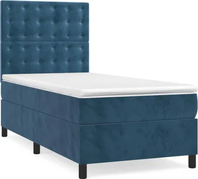 Obrázek produktu pro vidaXL Postel Boxspring s matrací Dark Blue 80x200 cm Velvet