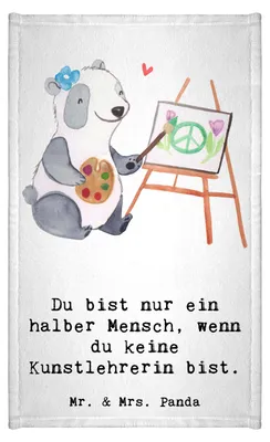 Produktbild von Mr. & Mrs. Panda Handtuch Kunstlehrerin Herz - Weiß - Geschenk, Kunstschule, Spruch, Witzig, Kleines, Lustig, Gästehandtuch 30x50, Baumwollhandtuch, Frotteetuch