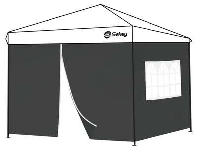 Produktbild von Set aus 2 Seitenwänden mit Fenster für 3x3m Pavillon - Wasserdichtes Polyester Schwarz