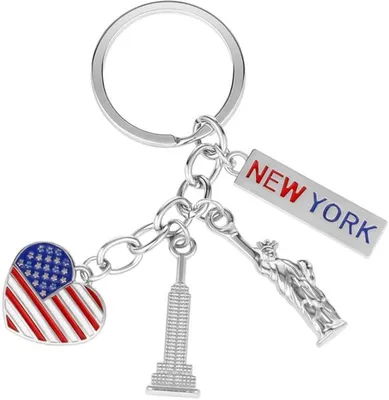 Amerikanischer Unabhängigkeitstag Schlüsselanhänger - 4. Juli patriotisch - Metall Schlüsselring - New York