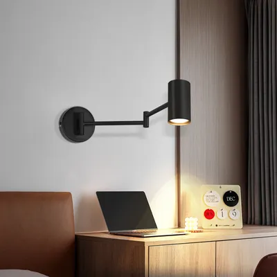 Produktbild von ZMH Wandleuchte Innen Wandlampe Schwarz Vintage Wandstrahler Schlafzimmer Wandlicht Schwenkbar Metall Treppenhaus Beleuchtung GU10 Ohne Leuchtmittel