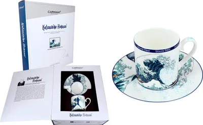 Image de Service de tasses et soucoupes - Hokusai Katsushika, Grande Vague de Kanagawa (CARMANI)