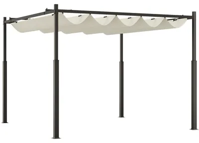 Image de Pergola coulissante, abri de jardin, protection solaire, voile d'ombrage - Crème - 3x3 mètres