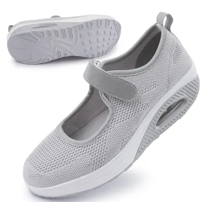 Zdjęcie produktu dla Buty do chodzenia dla kobiet, oddychające - z zapięciem na rzepy - z lekką pianką - z poduszkami powietrznymi - odpowiednie dla osób z artretyzmem/cukrzycą - rozmiar 41 (EU) - sneakersy