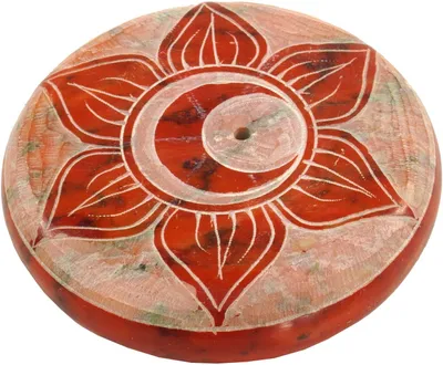Produktbild von Indischer Räucherstäbchenhalter Ø 5,5 cm aus Speckstein, Chakra Räucherstäbchenhalter Ø 5,5 cm - Savidisthana, Orange, Räucherstäbchen Halter