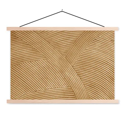 Produktbild von MuchoWow® Textilposter Struktur - Natur - Kunst - Rattan 120x80 cm mit holzfarbenen Rahmen - Aufhängeset