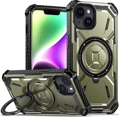 Produktbild von Schutzhülle für iPhone 13 / iPhone 14 Magnetisches Kickstand Hülle, Kompatibel mit Magsafe Ladegerät Grün