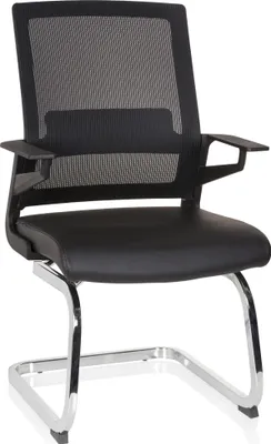 Produktbild von hjh OFFICE Freischwinger mit Armlehnen INVENTOR V PRO Kunstleder/Netzstoff Stuhl für Büro Zuhause, Besucherstuhl Schwingstuhl bis 150 kg belastbar