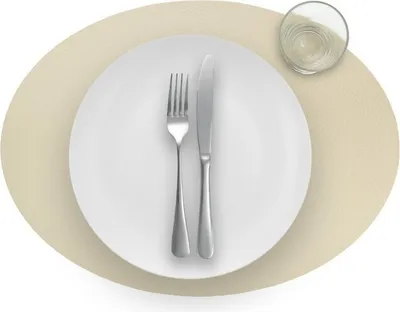Produktbild von Tischset Oval - Recyceltes Leder - 28,5 x 43,5 cm - 4 Stück - Cookie