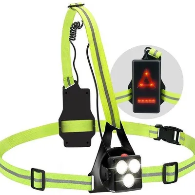 Produktbild von LED-Laufscheinwerfer mit reflektierendem Sicherheitswesten, USB-ladbarer Brustscheinwerfer, Fahrradscheinwerfer, Wander- und Camping-Scheinwerfer, Laufscheinwerfer