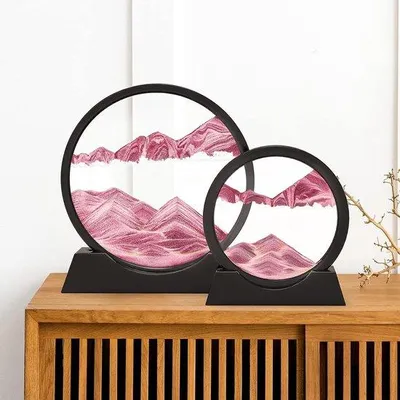 Produktbild von Drehsandbild, 3D Sanduhr, Rosa, 30cm, Dekoration für Büro, Wohnzimmer
