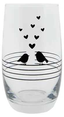 Produktbild von Clayre & Eef Wasserglas 320 ml Transparant Glas Rund Vögel