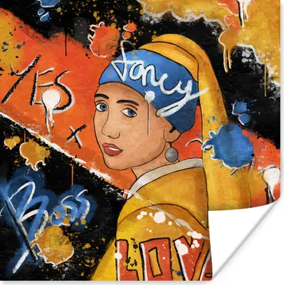 Produktbild von MuchoWow® Poster Das Mädchen mit dem Perlenohrring - Straßenkunst - Kunst 50x50 cm - Wohnzimmerdekoration