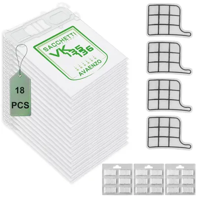 18 Staubsaugerbeutel + 4 Filter + 12 Duftblöcke für VK135/136