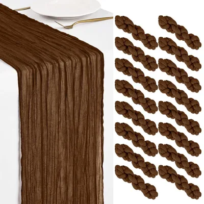 Produktbild von Tischläufer 16er Pack Braun Gaze 45x275cm Rustikal Romantisch Abwaschbar