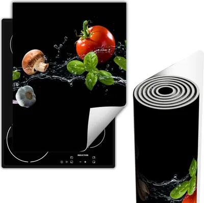 Produktbild von Herdabdeckplatten Glaskeramikkochfeld-Abdeckung 40x52 cm Anti Rutsch Matte Aufrollbar, Schwarz Gemüse