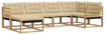 Productafbeelding van vidaXL Tuinset met 6 zitplaatsen, wit en beige, massief acaciahout