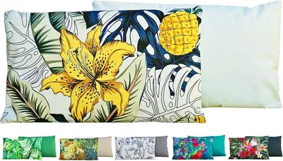 Produktbild von JACK Outdoor Lounge Kissen 30x50cm Motiv Dekokissen inkl. Füllung Wasserfest Sitzkissen Garten Stuhl, Farbe:Blütentraum Gold