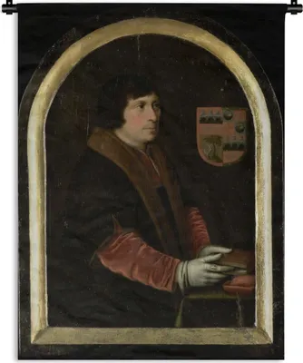 Produktbild von MuchoWow® Wandteppich Wandbehang Porträt von Pieter Salina - Gemälde von Cornelis Engelsz 90x120 cm Tapisserie Dekoration Wandtuch - Wanddeko