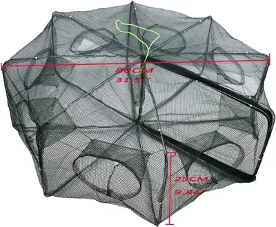 Imagen del producto de Red de pesca plegable de 360°, fácil de usar, ideal para cangrejos y camarones