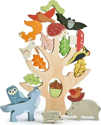 Image de Tender Leaf Jeu d'empilage en bois Animaux de la forêt - Jeu éducatif