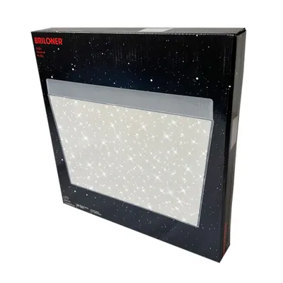 Zdjęcie produktu dla Lampa sufitowa LED BRILONER FLAME STAR, dekor gwiazdy, bez ramki, neutralne białe światło, kolor srebrny, 28,7 x 28,7 x 3,6 cm