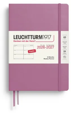 Obrázek produktu pro Kalendář LEUCHTTURM1917 týdenní, rok 2027, formát střední (A5) - anglická verze, barva světle růžová, pevná vazba