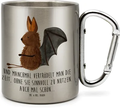 Produktbild von Mr. & Mrs. Panda Thermobecher Fledermaus Sitzen - Transparent - Geschenk, Lustige Sprüche, Fledermäuse, Motivation, Edelstahltasse, Edelstahl-Thermobecher, Teetasse
