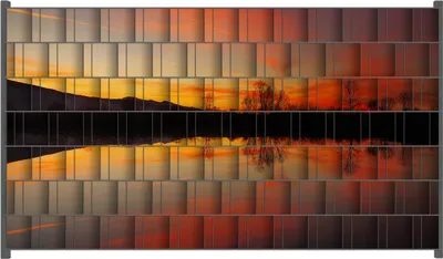 Produktbild von Wallario Zaunsichtschutz mit Motiv Abendrot am Himmel über einem See für Ein- und Doppelstabmatten Zäune in der Größe 250 x 140 cm