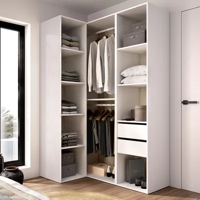 Produktbild von Poyner - Großer Kleiderschrank, 85x205h cm Weiß, Modular
