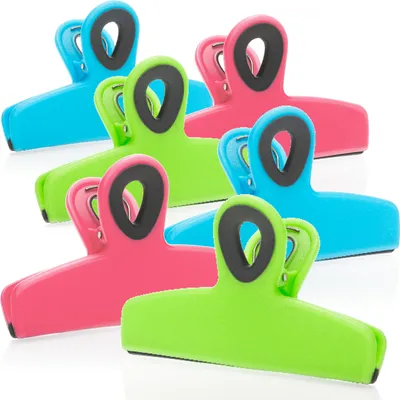 Produktbild von com-four® 6x Verschlussklammern für Tüten - breite Verschlussclips für Lebensmittel-Beutel - Verschlussklemmen aus Kunststoff - Tüten Clips zum Verschließen und Frischhalten