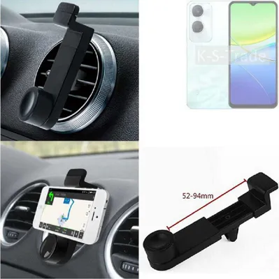 Produktbild von K-S-Trade Lüftungshalterung kompatibel mit Vivo Y36c KFZ-Halterung Autohalterung Handy-halterung Lüftungsgitter Lüftungsschlitze Schwarz